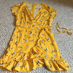 Yellow floral ruffle dress